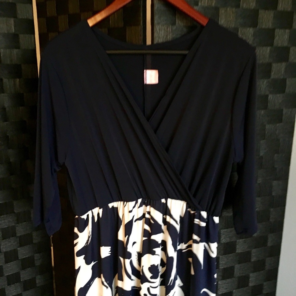 Navy print maxi dress